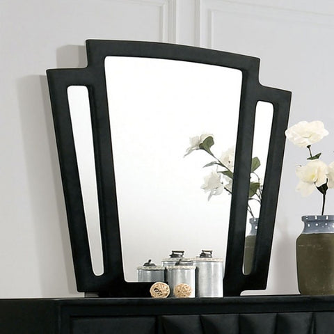 Carissa- Transitional Black Fabric Mirror