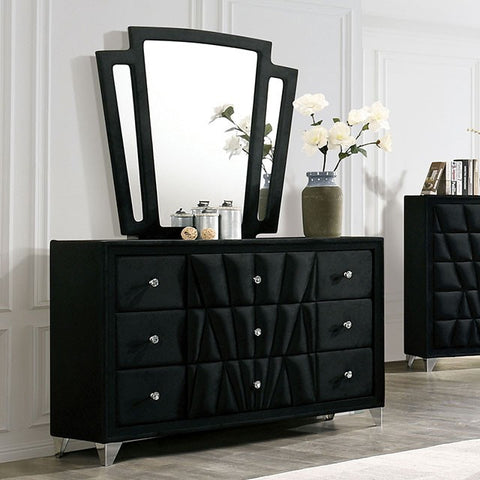 Carissa- Transitional Black Fabric Dresser