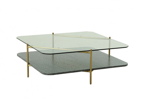 Modrest Cari - Glam Gold + Glass Coffee Table