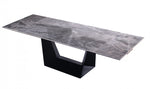 Modrest Baldwin - Modern Grey Ceramic & Black Metal Extendable Dining Table