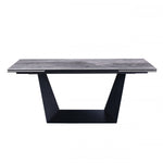 Modrest Baldwin - Modern Grey Ceramic & Black Metal Extendable Dining Table