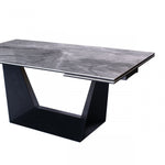 Modrest Baldwin - Modern Grey Ceramic & Black Metal Extendable Dining Table