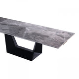 Modrest Baldwin - Modern Grey Ceramic & Black Metal Extendable Dining Table