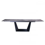 Modrest Baldwin - Modern Grey Ceramic & Black Metal Extendable Dining Table