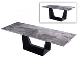 Modrest Baldwin - Modern Grey Ceramic & Black Metal Extendable Dining Table