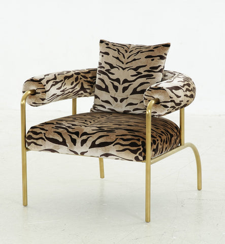 Modrest Kola - Gold Zebra Print Accent Chair