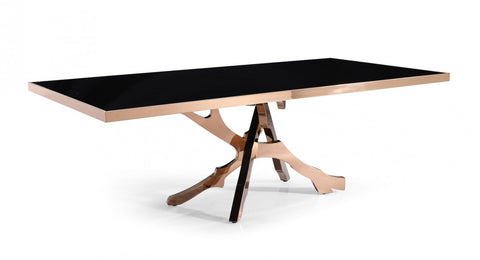 Modrest Legend - Modern Black Glass & Rosegold Dining Table