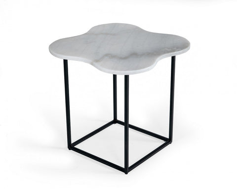 Modrest Aleidy - White Marble + Black Metal End Table