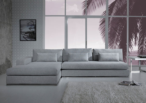 Divani Casa Ashfield - Modern Grey Fabric Left Facing Sectional Sofa