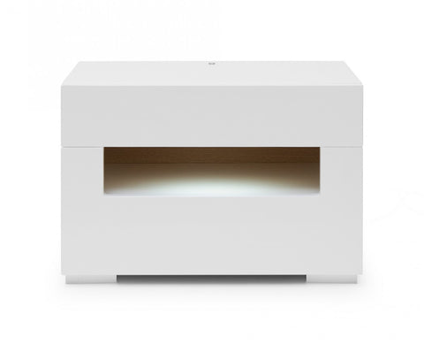 Modrest Ceres - Modern LED White Lacquer Nightstand