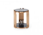 Modrest Bryce- Modern Smoked Glass & Rosegold End Table