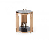 Modrest Bryce- Modern Smoked Glass & Rosegold End Table