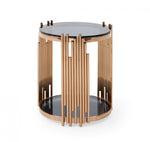 Modrest Bryce- Modern Smoked Glass & Rosegold End Table