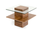 Modrest Clarion Modern Walnut & Glass End Table