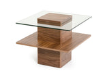 Modrest Clarion Modern Walnut & Glass End Table