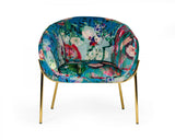 Modrest Falco - Contemporary Floral Velvet and Gold Accent Chair