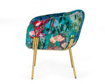 Modrest Falco - Contemporary Floral Velvet and Gold Accent Chair