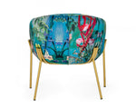 Modrest Falco - Contemporary Floral Velvet and Gold Accent Chair