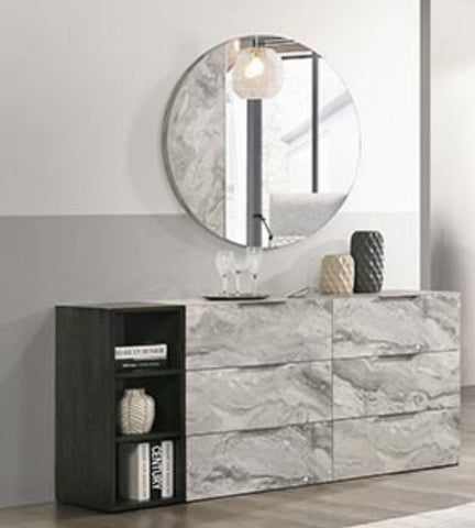 Nova Domus Maranello - Modern Grey Faux Marble Mirror