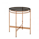 Modrest Bradford - Modern Smoked Glass & Rosegold End Table