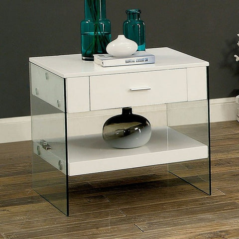 Raya - Contemporary White End Table