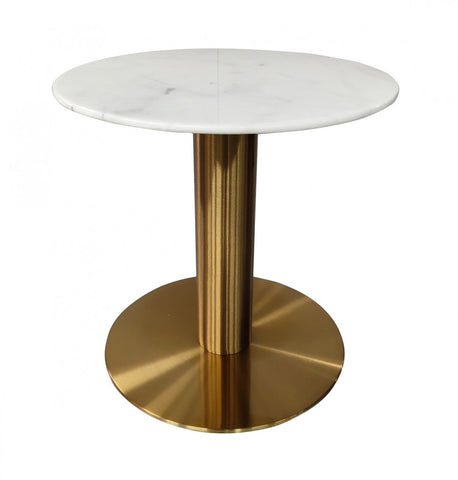 Modrest Fairway - Glam White Marble and Brushed Gold End Table