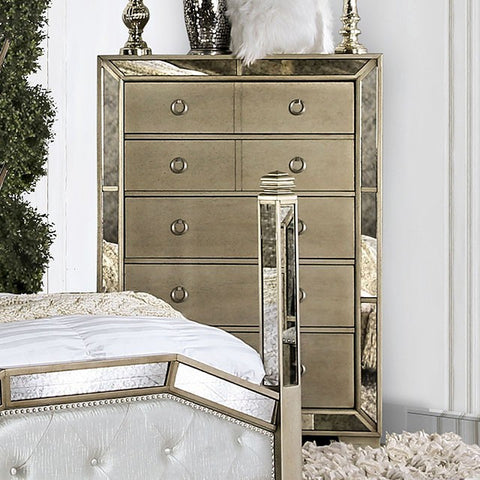 Loraine- Champagne Glass Mirror Chest