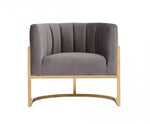 Modrest Landau Modern Grey Velvet & Gold Accent Chair