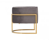 Modrest Landau Modern Grey Velvet & Gold Accent Chair