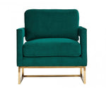 Modrest Edna Modern Green Velvet & Gold Accent Chair