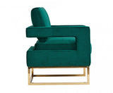 Modrest Edna Modern Green Velvet & Gold Accent Chair