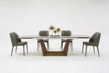 Modrest Babia Modern Smoked Glass & Walnut Extendable Dining Table