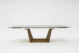 Modrest Babia Modern Smoked Glass & Walnut Extendable Dining Table