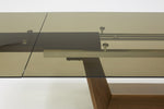 Modrest Babia Modern Smoked Glass & Walnut Extendable Dining Table