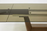 Modrest Babia Modern Smoked Glass & Walnut Extendable Dining Table