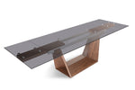 Modrest Babia Modern Smoked Glass & Walnut Extendable Dining Table