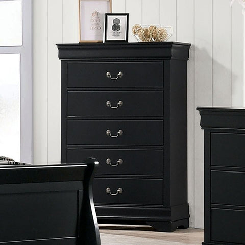 Louis Philippe-  Transitional Black Solid Wood Chest