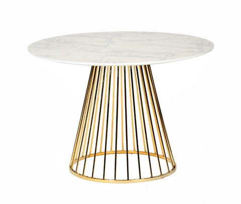 Modrest Holly Modern White & Gold Round Dining Table