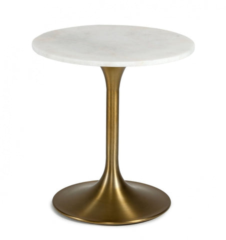 Modrest Collins - Glam White Marble & Gold End Table