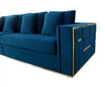 Divani Casa Mobray - Glam Blue & Gold Fabric Sofa