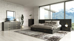 Modrest Manchester- Contemporary Platform Dark Grey Bed with Two Nightstands