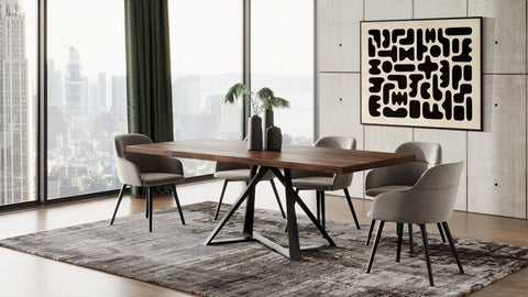 Modrest Keanna - Modern Industrial Walnut & Black Dining Table