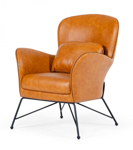 Modrest Kirk - Modern Brown Eco-Leather Accent Chair