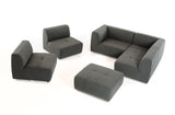 Divani Casa Hawthorn - Modern Grey Fabric Modular Sectional Sofa + Ottoman