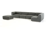 Divani Casa Hawthorn - Modern Grey Fabric Modular Sectional Sofa + Ottoman