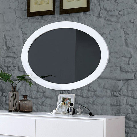 Lennart-  Mid-Century Modern White Oval Mirror