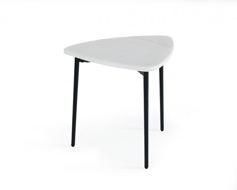 Modrest Andros - White Marble + Black Metal End Table