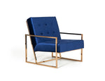 Modrest Samara Modern Blue & Gold Accent Chair