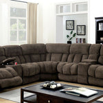 Irene - Transitional Brown Flannelette Sectional Recliner