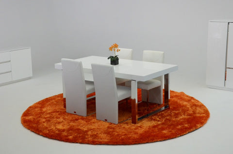 A&X Skyline White Crocodile Extendable Dining Table